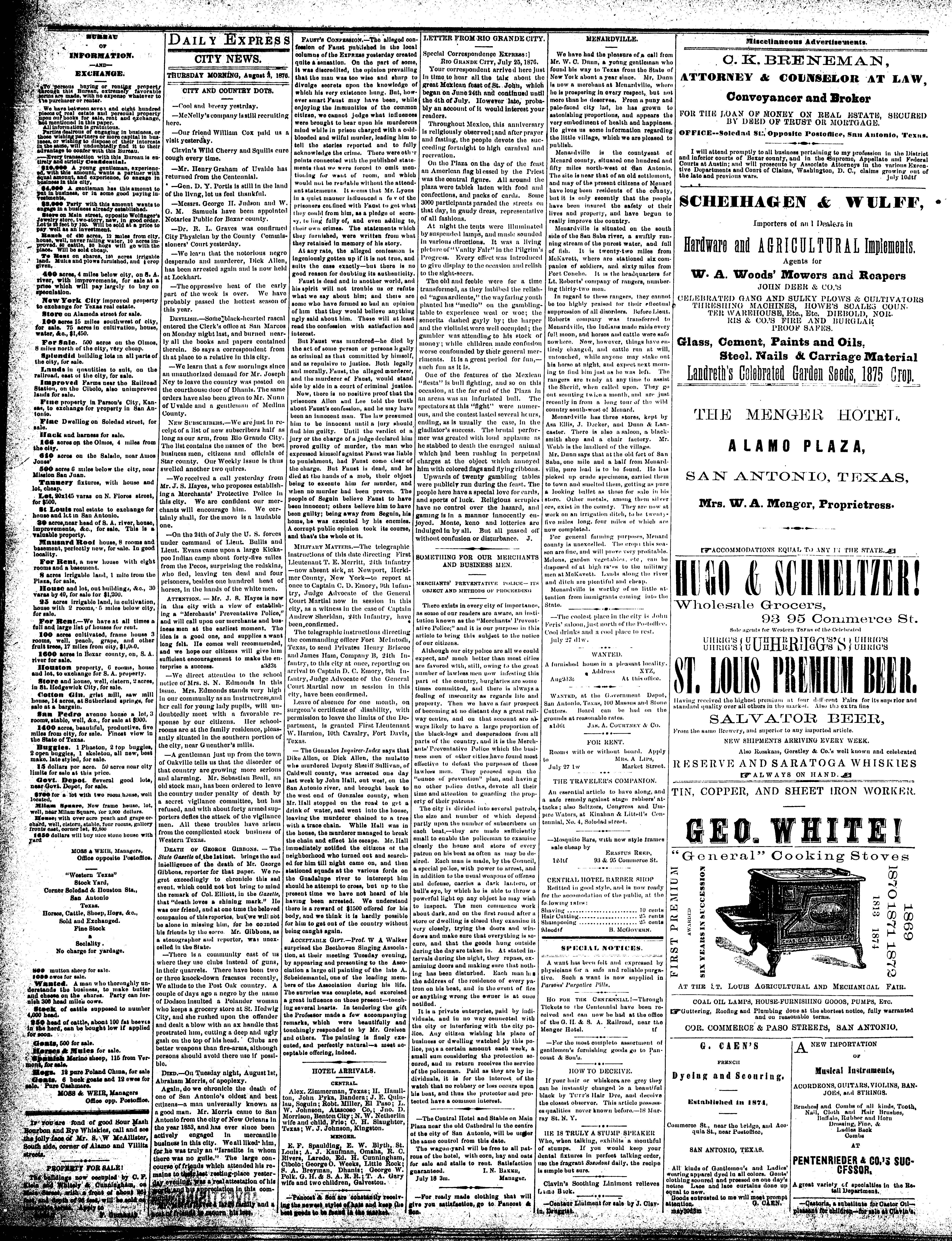 Newspapers1876 | SAN ANTONIO POLICE HISTORY ARCHIVE